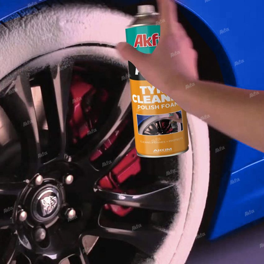اسپری براق کننده لاستیک خودرو آکفیکس A117 Tyre Cleaner & Polish Foam