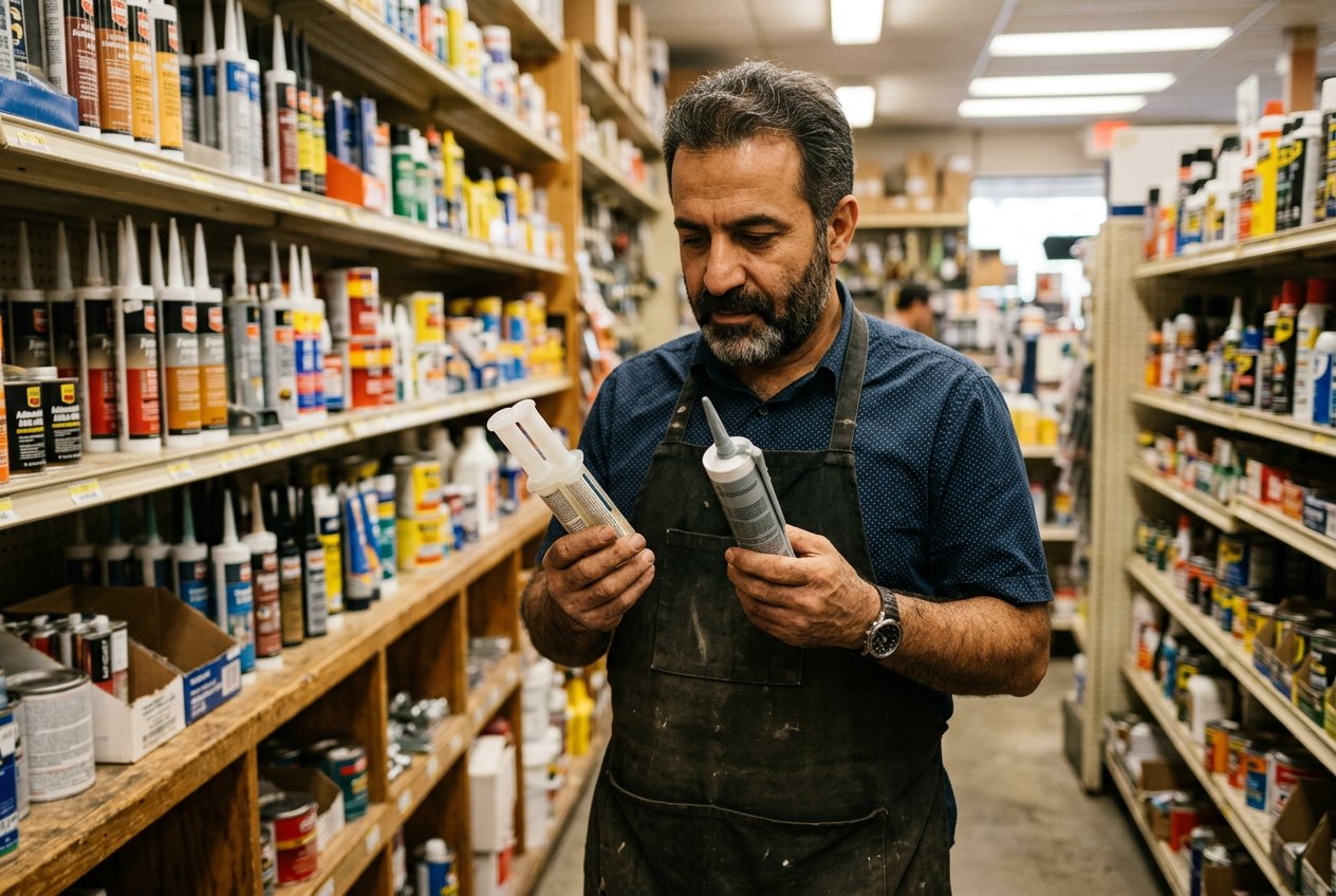 استادکار در حال مقایسه چسب اپوکسی و پلیاورتان برای انتخاب چسب مناسب پروژه
